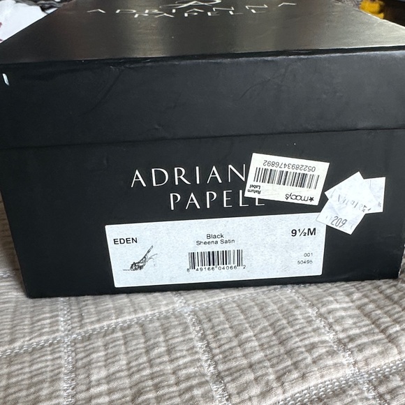 Adrianna Papell Black Satin Heels with Silver Accents - Picture 7 of 7